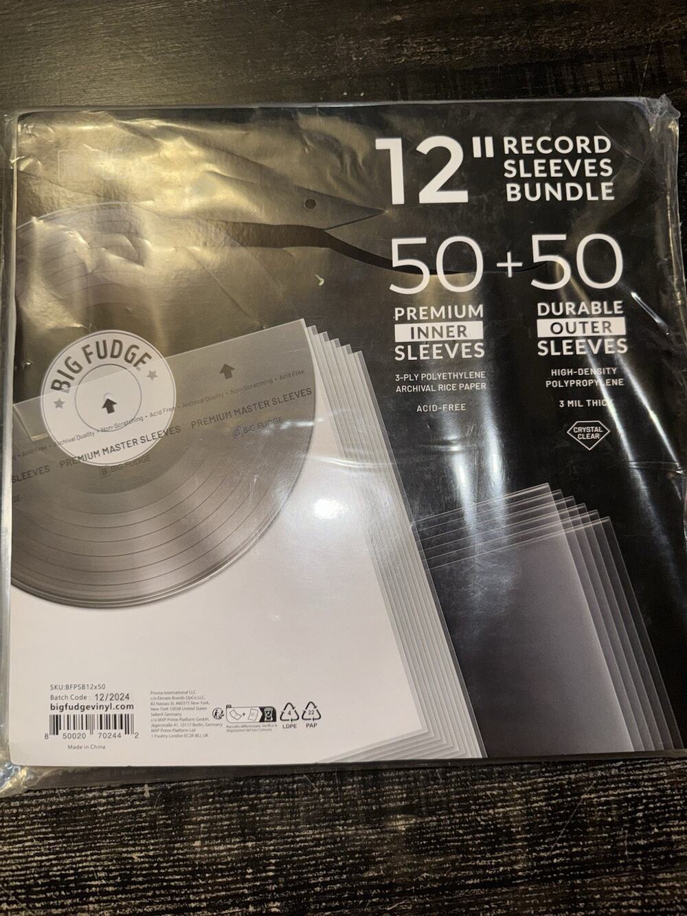 Vinyl Record Sleeves 50x 12" plastic Outer Sleeves & 50x 12" inner paper sleeve